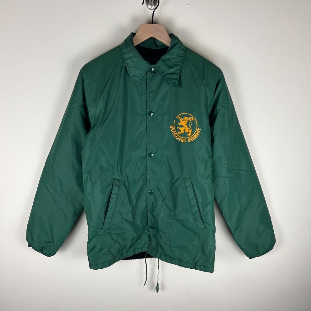Vintage 80s Heidelberg Germany Sherpa‎ Lined Coach's Jacket Green Small 21x27.5
